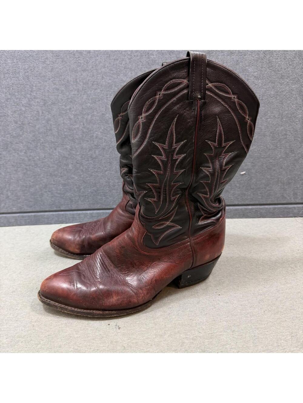 Tony Lama‎ #6559 Brown Leather Cowboy Boots Handcrafted Men Size 10.5D Vibram